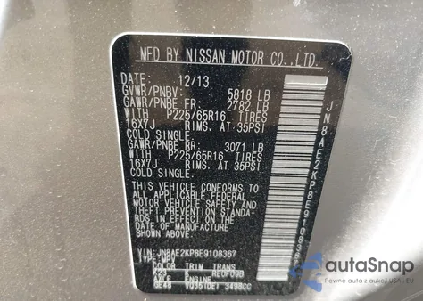 2014 Nissan Quest Sv from USA, damaged, VIN JN8AE2KP8E9108367